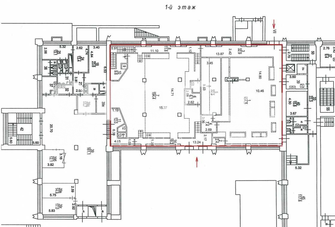 Планировка офиса 494-901.6 м², 1 этаж, Административное здание «Мельникова ул., 7, стр. 1, 2»